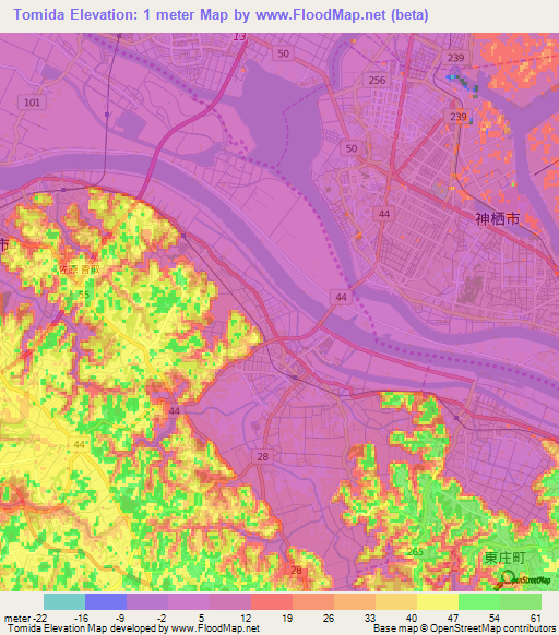 Tomida,Japan Elevation Map