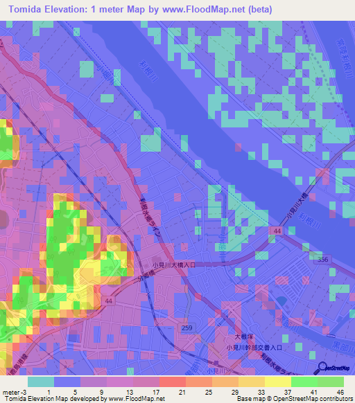 Tomida,Japan Elevation Map