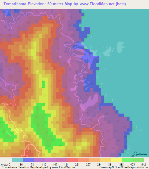 Tomarihama,Japan Elevation Map