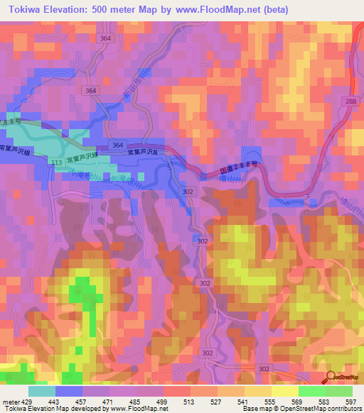 Tokiwa,Japan Elevation Map