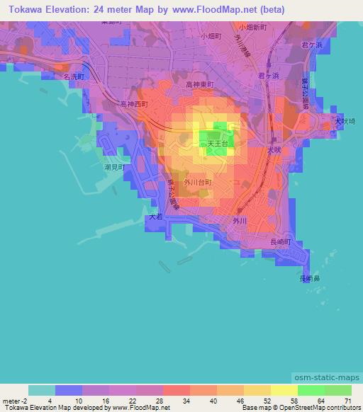 Tokawa,Japan Elevation Map