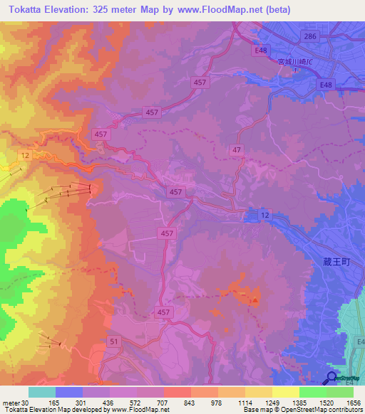 Tokatta,Japan Elevation Map