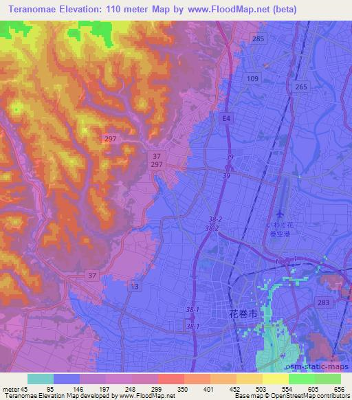 Teranomae,Japan Elevation Map