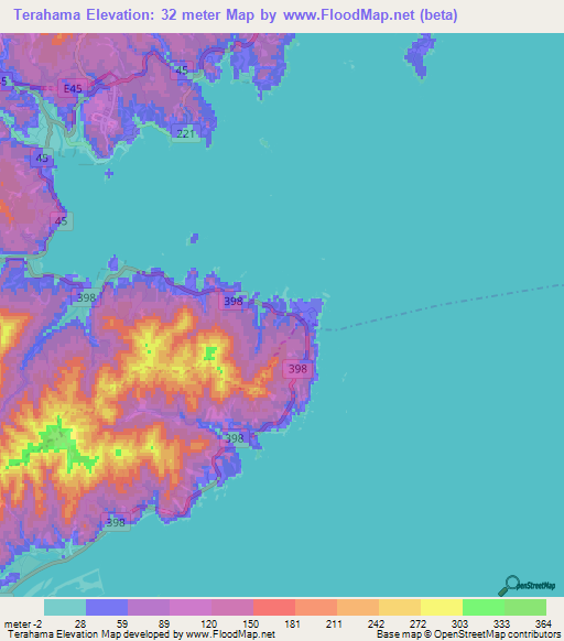 Terahama,Japan Elevation Map