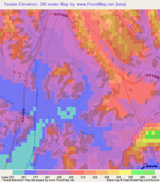 Terada,Japan Elevation Map