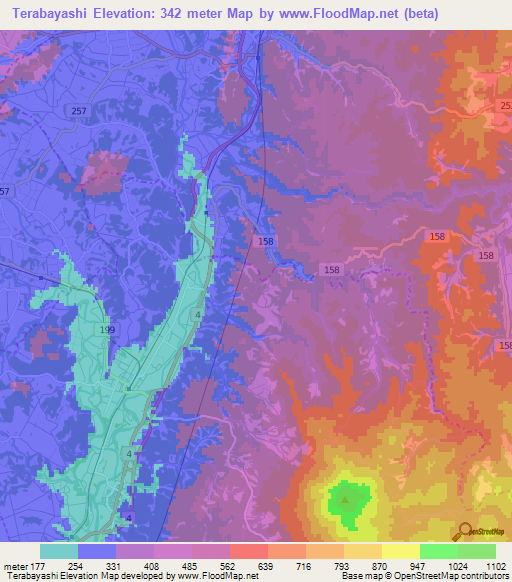 Terabayashi,Japan Elevation Map