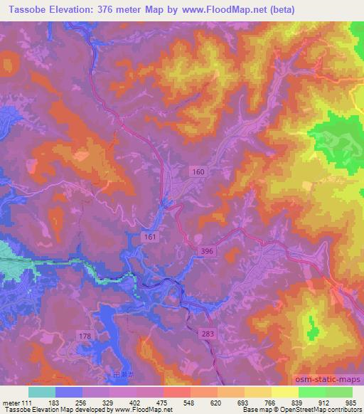 Tassobe,Japan Elevation Map