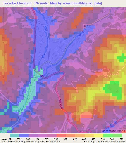 Tassobe,Japan Elevation Map