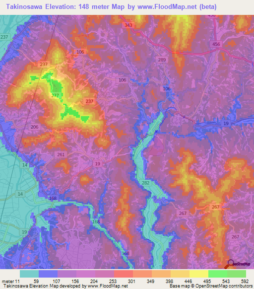 Takinosawa,Japan Elevation Map