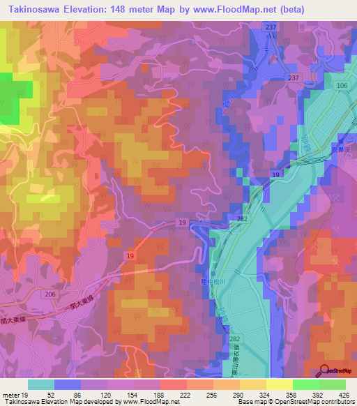 Takinosawa,Japan Elevation Map