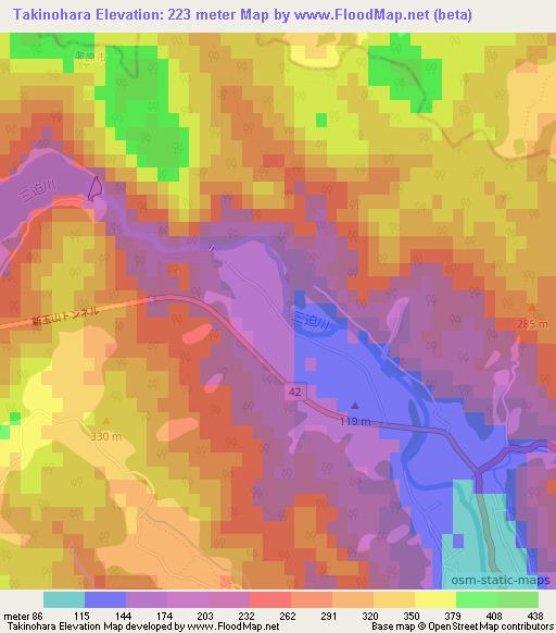 Takinohara,Japan Elevation Map