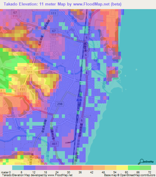 Takado,Japan Elevation Map