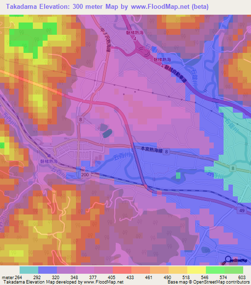 Takadama,Japan Elevation Map