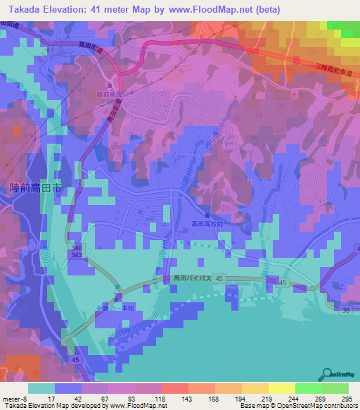 Takada,Japan Elevation Map
