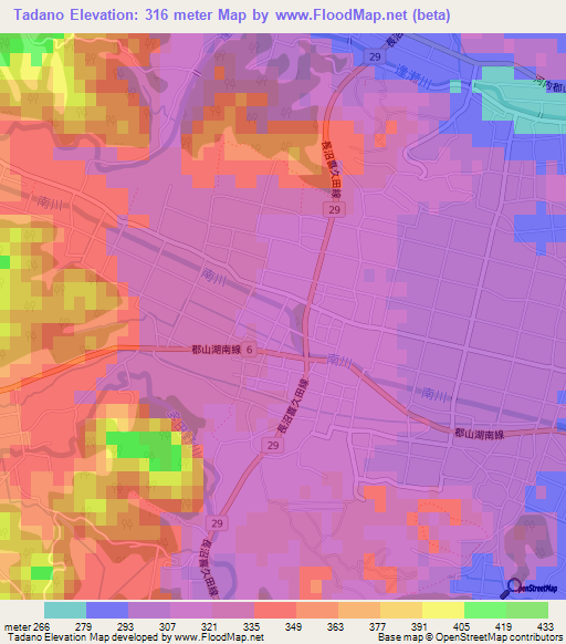 Tadano,Japan Elevation Map