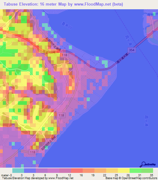 Tabuse,Japan Elevation Map