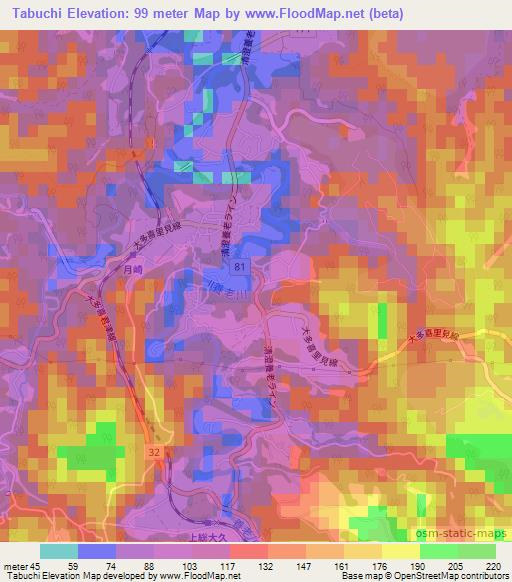 Tabuchi,Japan Elevation Map