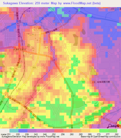 Sukagawa,Japan Elevation Map