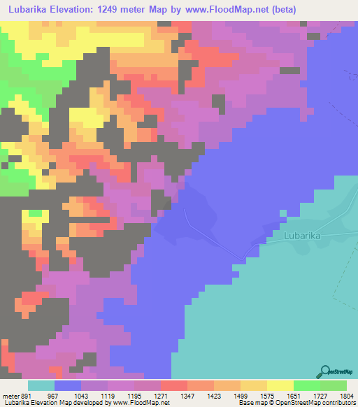 Lubarika,Congo (Kinshasa) Elevation Map