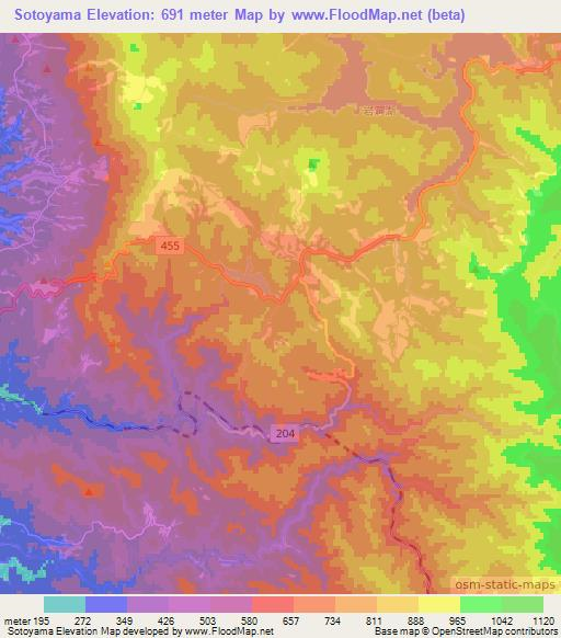Sotoyama,Japan Elevation Map