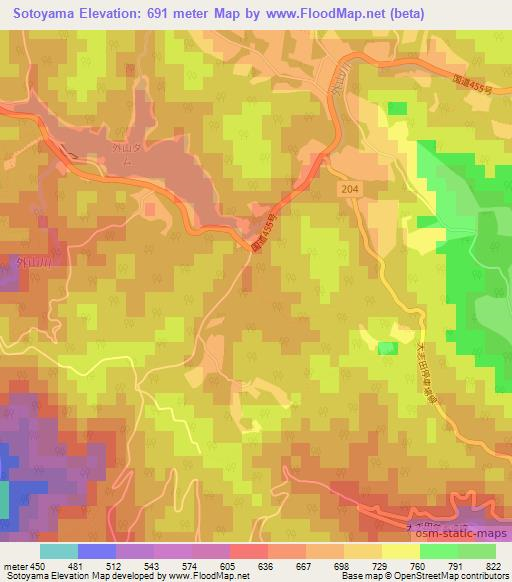 Sotoyama,Japan Elevation Map