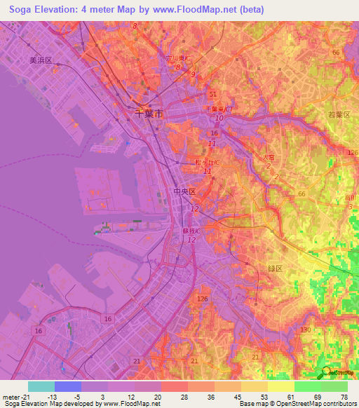 Soga,Japan Elevation Map