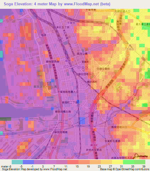 Soga,Japan Elevation Map