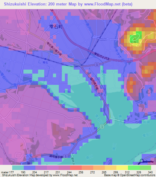 Shizukuishi,Japan Elevation Map