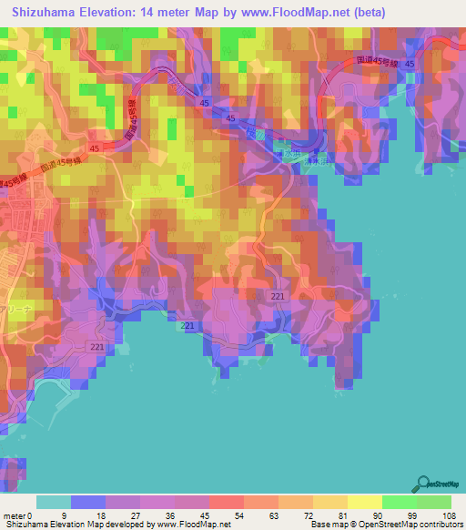 Shizuhama,Japan Elevation Map