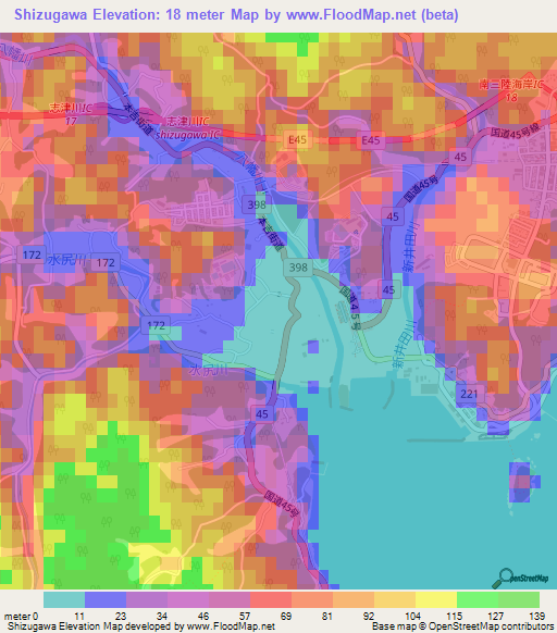 Shizugawa,Japan Elevation Map