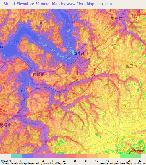 Shisui,Japan Elevation Map