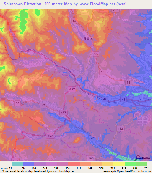 Shirasawa,Japan Elevation Map