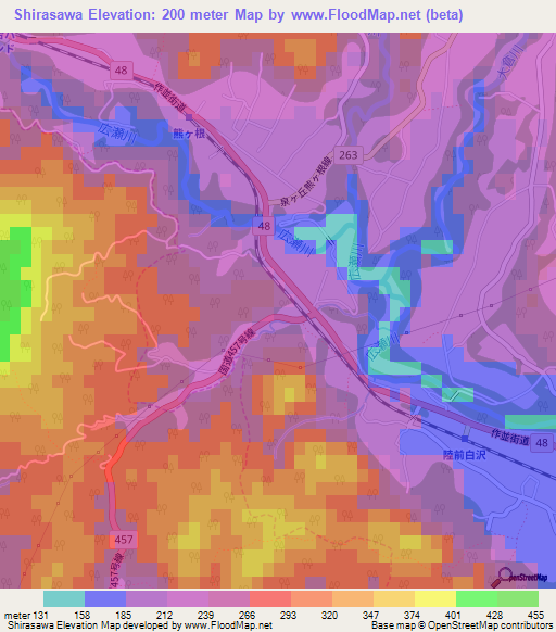 Shirasawa,Japan Elevation Map