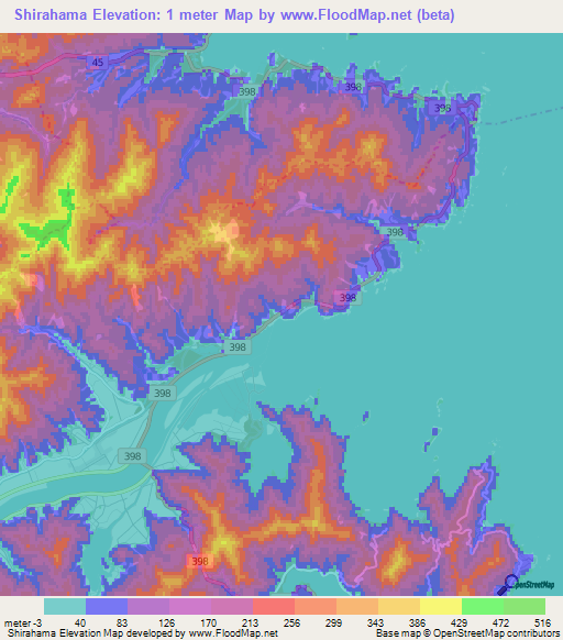 Shirahama,Japan Elevation Map