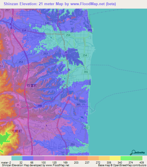 Shinzan,Japan Elevation Map