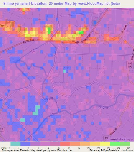Shimo-yamanari,Japan Elevation Map