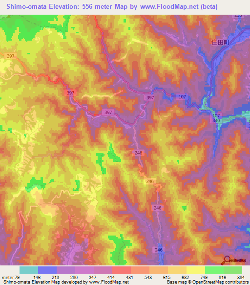 Shimo-omata,Japan Elevation Map