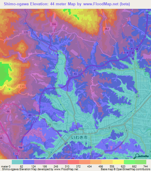 Shimo-ogawa,Japan Elevation Map
