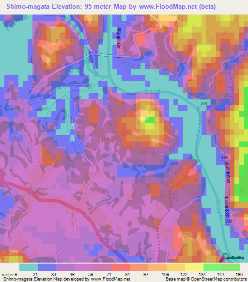 Shimo-magata,Japan Elevation Map