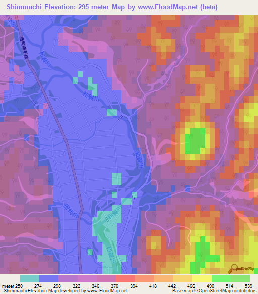 Shimmachi,Japan Elevation Map