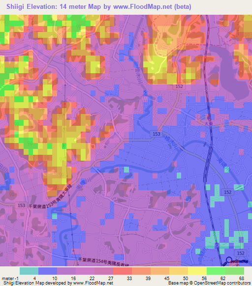 Shiigi,Japan Elevation Map