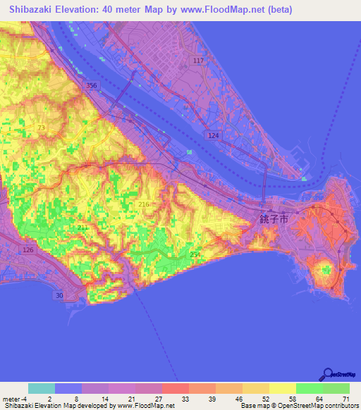 Shibazaki,Japan Elevation Map