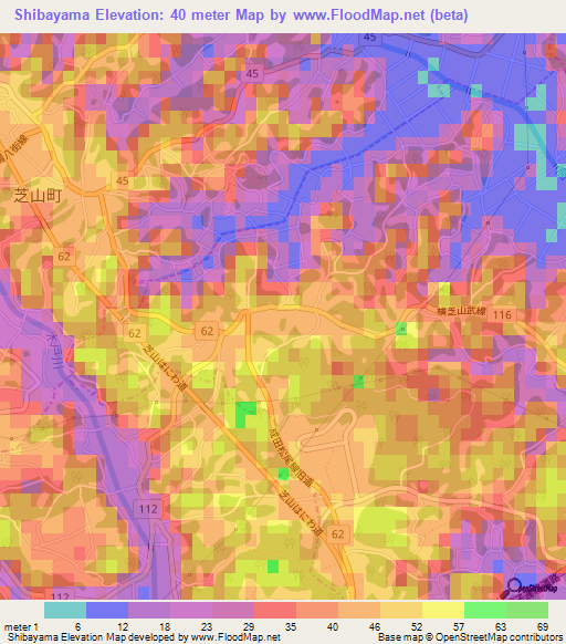 Shibayama,Japan Elevation Map