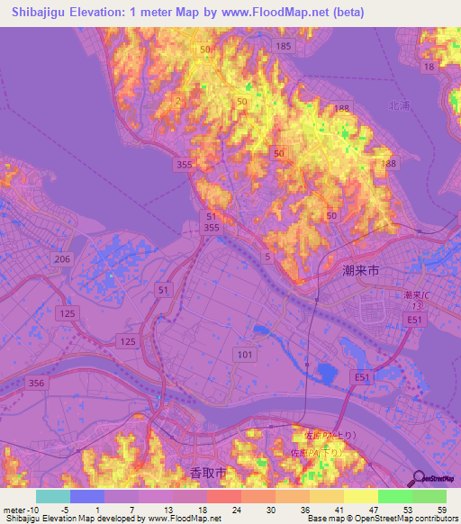 Shibajigu,Japan Elevation Map