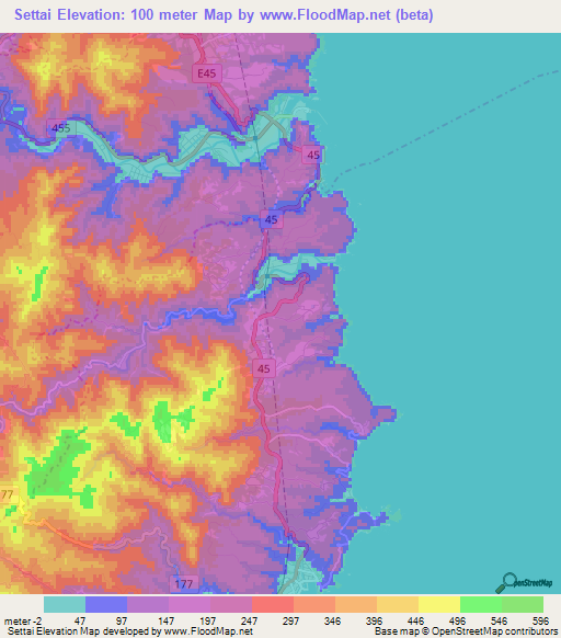 Settai,Japan Elevation Map