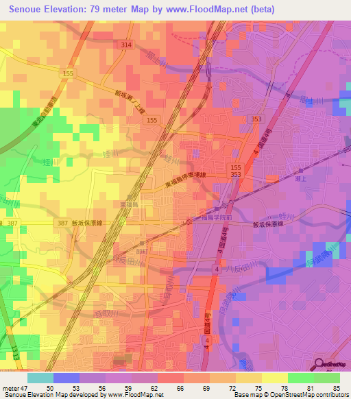 Senoue,Japan Elevation Map
