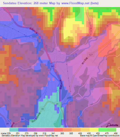 Sendatsu,Japan Elevation Map