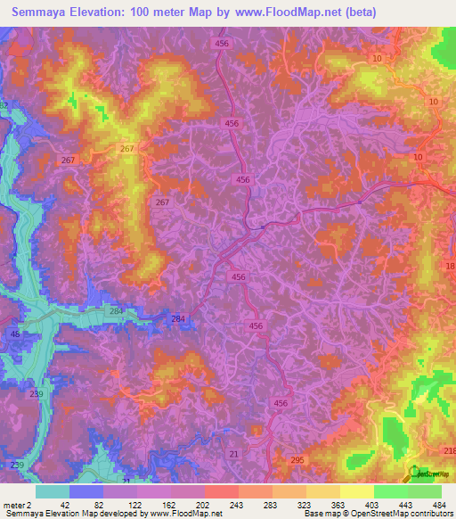 Semmaya,Japan Elevation Map