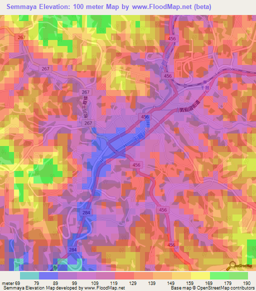 Semmaya,Japan Elevation Map