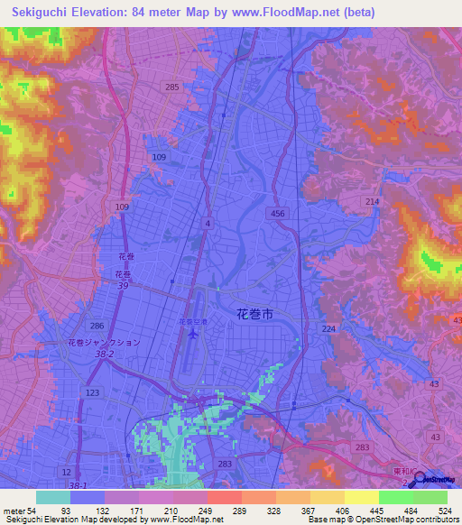 Sekiguchi,Japan Elevation Map